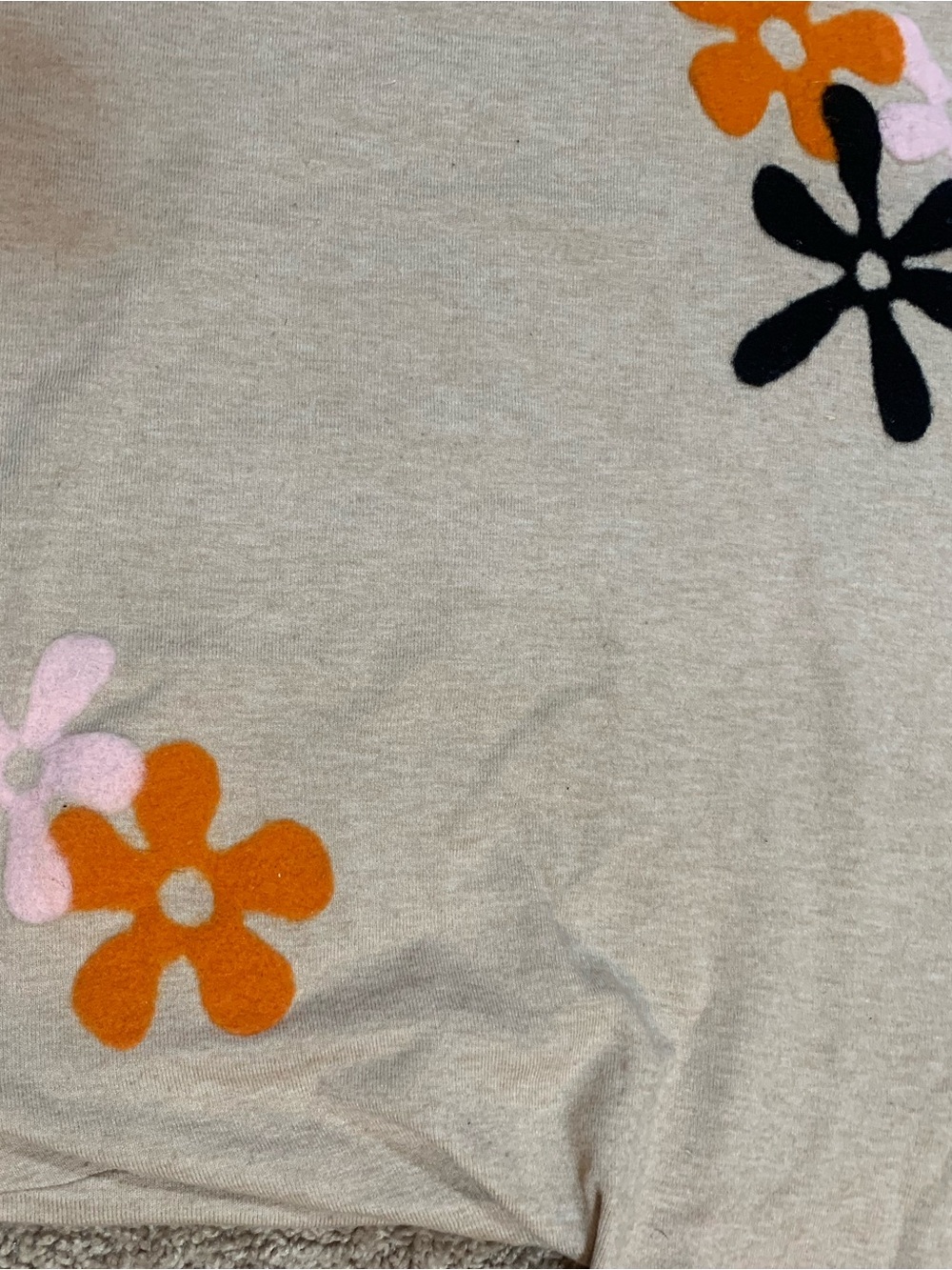 Beige Floral Appliqué Scoop-Neck Sweater - Picture 5 of 6